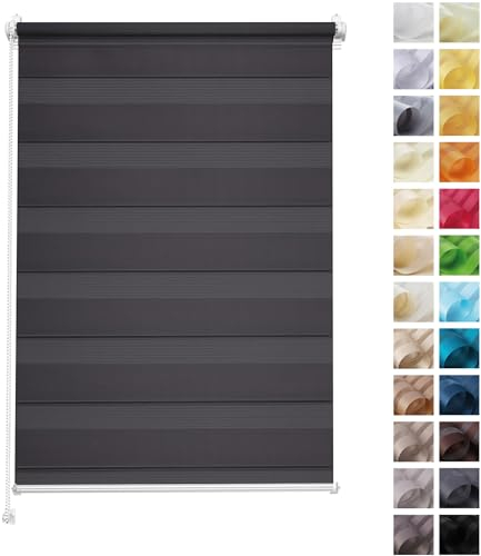 Rettika Doppelrollo Klemmfix ohne Bohren – Anthrazit – Breite 90 cm, Höhe 120 cm – Duo Rollo für Innenräume, Sichtschutz Fensterrollo mit Lichtregulierung
