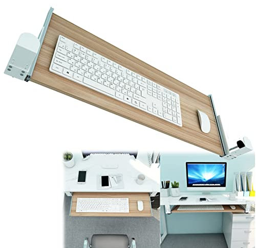 IkErna Tastaturhalterhalterung Mit Holzschalen Mit Rutschen-Klemmschulenschublade, Unter Schreibtischausrutschenplattform/Pink/75 * 30Cm