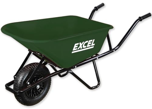 Excel Heavy Duty 100L Green Wheelbarrow HDPE Plastic Tray