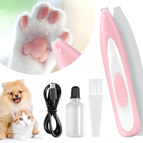 Rosa Wasserdichte Pfotentrimmer für Hunde & Katzen - Profi-Schermaschine mit LED-Licht