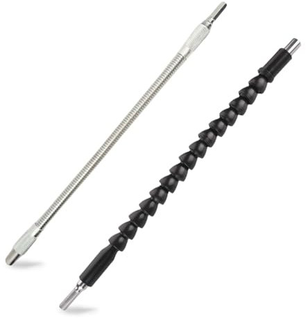 Wonvify Prolunga Trapano Flessibile, Estensione 295mm, Punta 6.5mm, Snodabile, Resistente, Attacco Esagonale Magnetico da 1/4 di Pollice, Rotazione 360° (Nero&Argento)