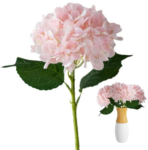 5 Piezas Flores Artificiales De Hortensia, Ramos De Hortensias De Seda De Tallo Largo Para Bodas, Flores Artificiales Hortensias, Ramos De Flores Seda Hortensias Planta Para Bodas Hogar Decoración