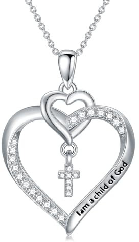 Shusukue Collier de baptême pour femme en argent sterling 929 - Pendentif de baptême - Première communion - Cadeau E, Argent sterling