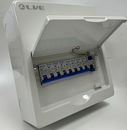LIVE 8 Way Metal Consumer Unit, 10 Module, 63A 30mA RCD, 2x6A, 2x16A, 1X20A 2x32A, 1X40A MCBs