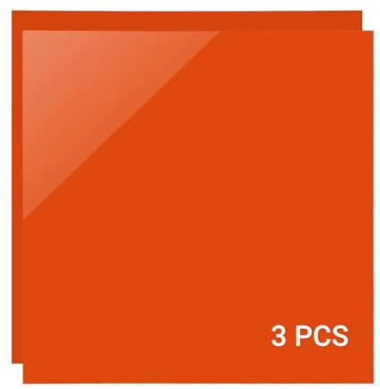 Uadme Plaque Acrylique Couleur, 3 Feuilles Plastique Opaque 3mm, Acrylic Sheet pour Découpe Laser 30,5x30,5 cm, avec Film Protecteur, pour Cadre Photo, Présentation de Projet, Peinture (Orange)
