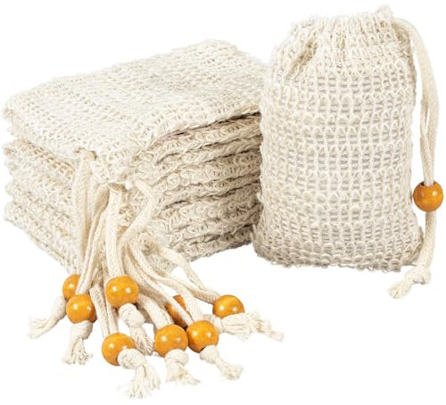 10 bolsas de jabón orgánico de fibra natural, soporte para barra de jabón para ducha, estuche de viaje