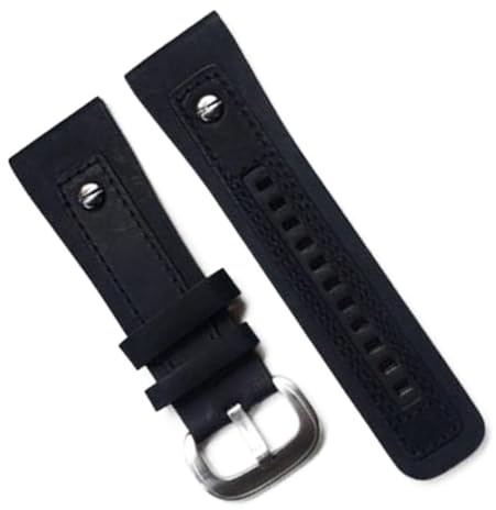 kongsou Klassisches Nietenarmband aus echtem Leder für Seven Friday Uhrenarmband mit Dornschließe(Blue Pink)