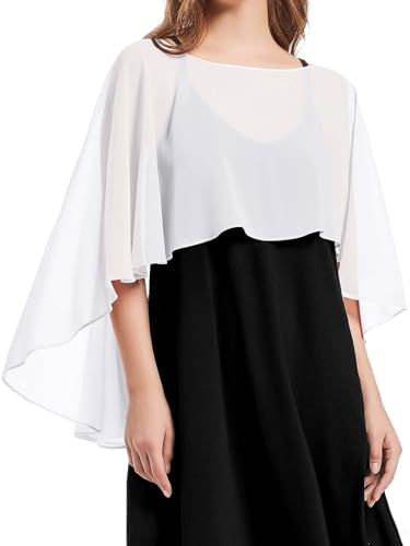 Damen Chiffon Cape Schals für Hochzeitskleider Elegantes Bankett Capelets | Festliche Stola Sommer Schultertuch Strand Shrugs und Wraps Poncho Tuch Cover Up für Hochzeit Partys