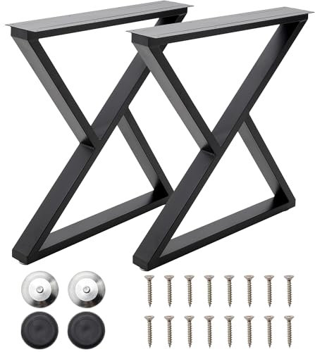 INMOZATA Tischbeine Metall Schwarz 2 Stück Tischgestell Tischkufen mit Verbreiterte Montageplatte für Esstisch Schreibtisch Stizbank 35 x 13 x 40cm, X-Form