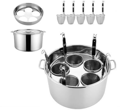 Generico Secchio per bollitura di Pasta Multifunzionale da Cucina, cuocipasta a 3/4/5 Fori, pentole in Acciaio Inox con cestelli per scolapasta, utensile da Cucina per Pasta, Pasta, Gnocchi, zuppa a