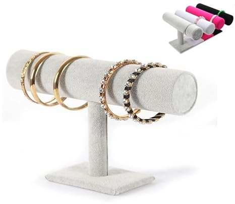 Generisch Armband Halter, Armband Organizer, Ausstellungsständer, Samt-Optik T-förmiger schmuckständer, verwendet für die Aufbewahrung von Schmuck Armbändern Armreifen uhrenhalter (Gray)