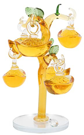 MAGICLULU Glass Money Tree Ornament Tabletop Decoration with 6 Glass Creative Home Luck Money Tree for Office and Living Room Display Random Color