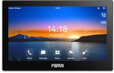 Fanvil i504W, Monitor Citofono Interno Touch Screen da 7 Pollici, Display a Colori, Controllo Accessi
