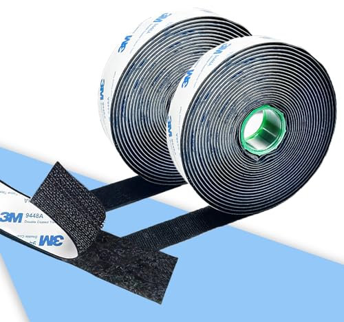 SilverChry Bande Autocollant, Bande LoopAdhesive 2.5cm x 5m, Ruban Auto-Adhesive, Scratch Double Face, Adhésif Puissant pour Tissu