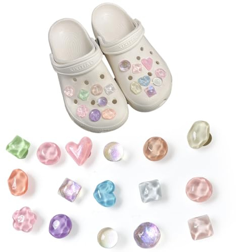 16 Stück Crocs Anstecker, Schuhschmuck, Schuh Charms Shoe Schuhanstecker, für Crocs Anstecker Glitzer, Schuhanhänger, für Charms Glitzer, PVC Shoe Charm für Mädchen Frauen Kinder