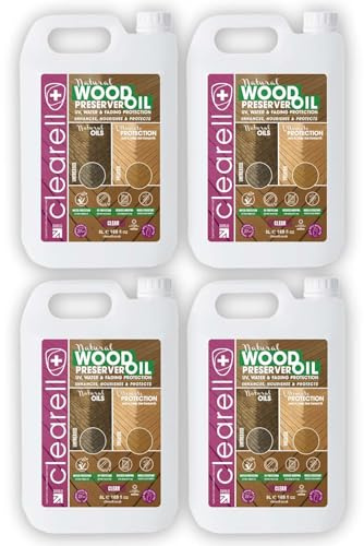 Clearell 20L | Wood Preserver Oil | Clear – Water, UV, Mould Protection for All Outdoor Wood - Natural Oil Sealer & Preserver for All Cedar, Decking, Fences, Sheds & Furniture - 20 litres