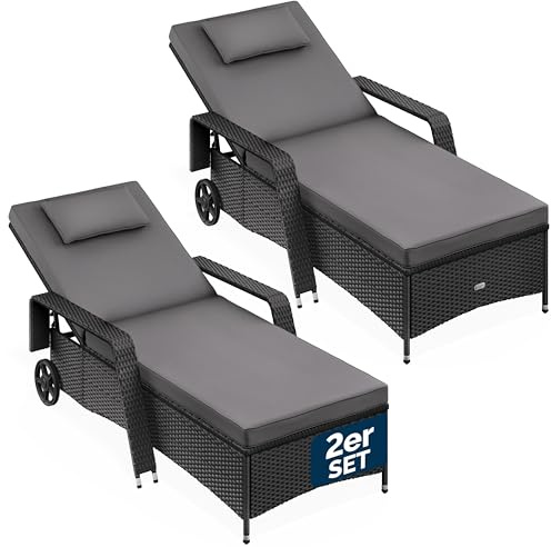 Casaria Sonnenliege mit Rollen 2er Set