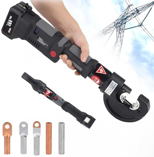 CIELOBLOEN Pinza Crimpatrice Idraulica Elettrica con Sicurezza Integrata | Pressatrice per Capicorda 180° Rotanti | Batteria al Litio 18V Lunga Durata