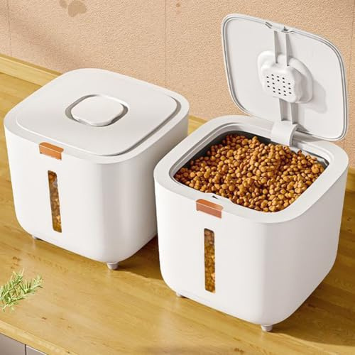 Garvee Airtight Pet Food Storage Bins with Lid, 11 LBS Plastic Dog & Cat Food Storage Containers with Pop-Up Lid & Built-In Desiccant Box, for Treats and Kitchen Organization