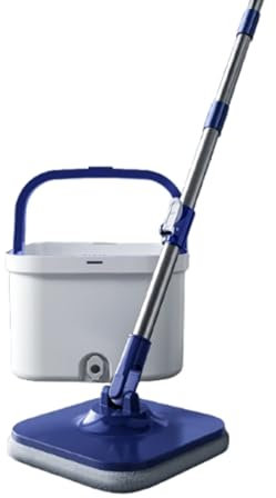 Trapeador plano giratorio, sistema de limpieza manos libres con cubo individual para uso doméstico y doméstico