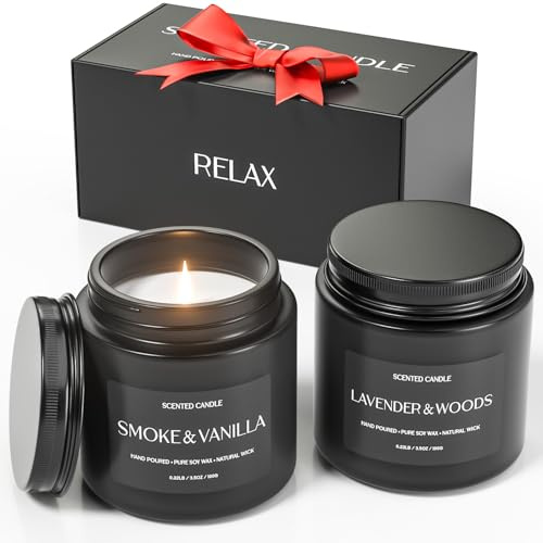 Waxcanpy Duftkerzen für Männer, Duftkerzen im Glas für Zuhause, Kerzen-Geschenk für Männer, 2er Pack Aromatherapie-Geschenkset für Entspannung, Stressabbau & Wohndeko