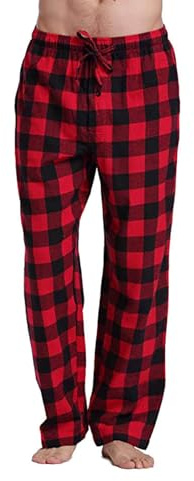 Pyjama Homme Pantalon Coton Léger Bas de Pyjama à Carreaux Noël Vêtements de Nuit avec Poches Confortable et Respirant
