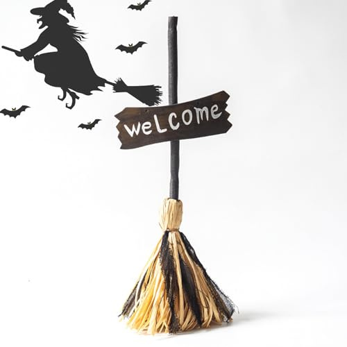 Explicitu Schwimmender Hexenbesen - Spuktbesen, Tanzender Hexenbesen, Halloween Hexe fliegender Besen mit gruseligem Sound, für Innen- und Außenbereich, Veranda, Halloween-Party-Dekorationen (1 PC)