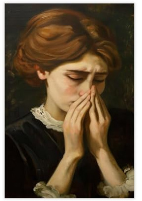 Divertente toilette umorismo arte divertente decorazione da parete del bagno vintage signora che tiene il naso pittura classica divertente regalo di anniversario eccentrico sarcastico poster da parete