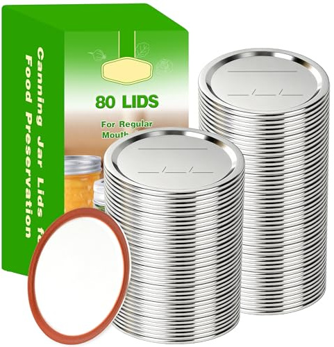 80PCS Canning Lids For Mason Wide Mouth, Jars Lids Mason Jars For Canning Food Fruits DIY Jam (86mm, 80Lids for Wide Mouth Jar)
