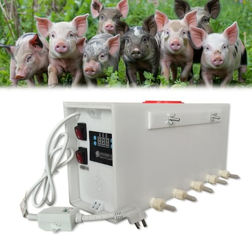 Pig Milk Feeder with Sound and Accurate Temperature Control,Piglet Constant Temperature Suckling Machine,Pig Drinking Milk Machine,Dual Switch Design,Automatic Mixing,for Raising Pi(Size:10 pacifiers)