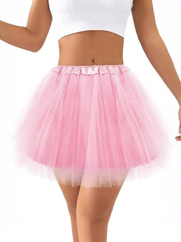 CHONGQILAO Gonna Tutu Donna Classico Elastico, Mini Gonna Tulle Donna Tutu Ballet Gonne, tutù di Danza Classica per Adulti, Sottogonna Tulle per Carnevale, Halloween, Cosplay, Balletto, Spettacolo