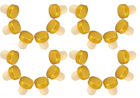 jojofuny Tapones de Corcho para Botellas de Vino 24 Piezas Tapón en Forma de T de Polímero Aro de Aluminio Dorado Reutilizables Prueba de Fugas Sellador para Botellas de Vidrio en Uso