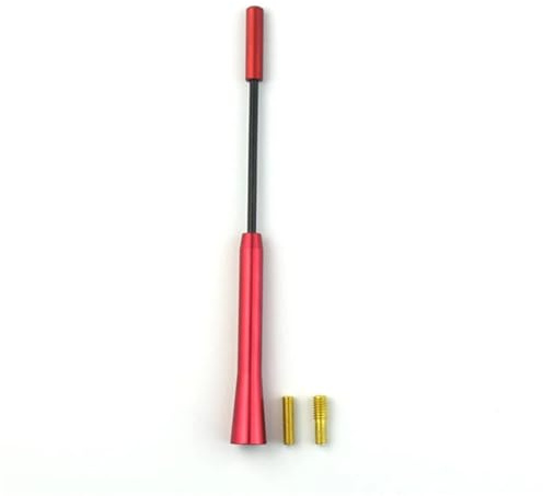 Antenne Automobile Antenne Fouet Universelle de Toit de Voiture de 17 cm, Radio stéréo FM/AM, en métal, avec Amplification du Signal. Antenne Radio Voiture(Red)