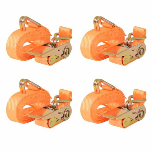 Lumanois Correas de sujeción de trinquete 4 uds 0,4 T 6mx25mm Naranja,Cadenas,Alambre y Cuerda,Correas de Amarre,1.43kg-142658