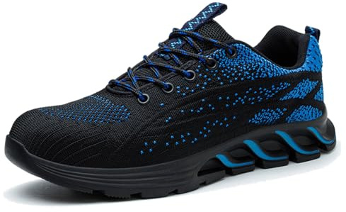 Generiskt par herrskor med stålhätta herrskor med tåskydd komposit bekväma vandringsskor halkfria arbetsskor oförstörbara, blå, 41 EU