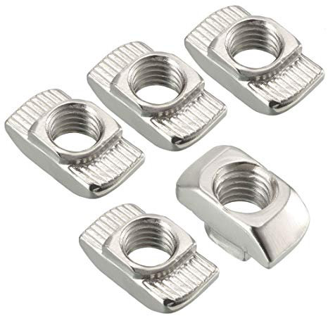 sourcing map Sliding T Slot Nuts, M8 Half Round Roll in T-Nut for 4545 Series Aluminum Extrusion Profile, Carbon Steel Nickel-Plated, Pack of 10