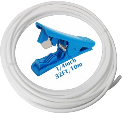 CESFONJER 10 Meter Kühlschrankschlauch, Zulaufschlauch, Osmose Schlauch für Side by Side Kühlschrank, Wasserfilter, Aquarium, Wasserzulaufleitung 1/4 (6,35mm) mit Schlauchcutter