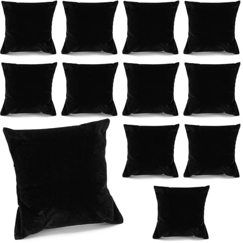 12-Pack Bracelet Pillow Display, Velvet Jewellery Display Pillow, Black, 7.6 x 7.6 cm
