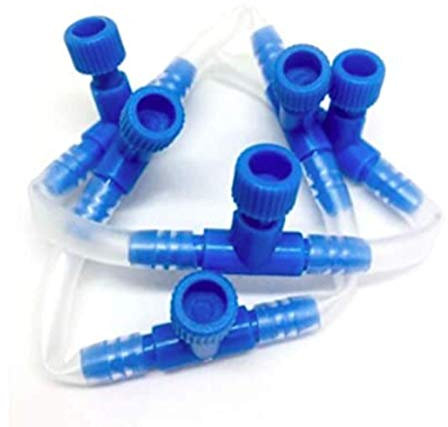 10 Piece Plastic Aquarium Fish Tank 2 Way Air Pump Control Valves, Blue
