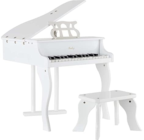 FunKey MGP-30 WH minileksaksvingar – metallofon i vingutseende – 30 knappar perfekt för små barnhänder – med justerbart lock och pianobank – vit högglans