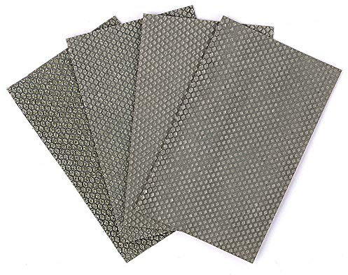 4 piezas de papel de lija de pulido hoja de lijado abrasivo electrochapado de diamante 90 * 55mm herramientas de pulido de pulido de uso en seco y húmedo, granos de mezcla