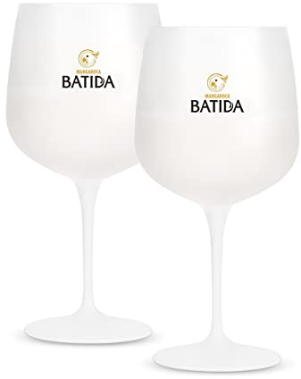 Mangaroca Batida de Côco, 2er Cocktail Set, weiss lackierte Cocktailgläser aus Glas, für Cocktail oder Longdrink in lauen Sommernächten am Strand oder Pool