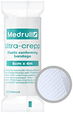 Medrull - Conforming Gauze Bandages Ultra CREPP | Non Sterile High Stretch Gauze Bandages, Size 8 cm x 4 m, Set of 20 Rolls, Individually Packed in Film.