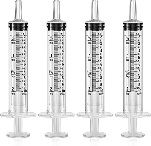Frienda Large Plastic Syringe 4 Pack Measuring Syringe Tools Dispensing Multiple Uses(10 ml)