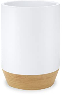 Nadi Collection | Vaso Cepillo Dientes baño | Serie Aries | Blanco Mate | Resina | para baño o Cocina | 7.5øcm x 10.8 cm Alto (Blanco)