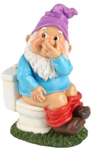 Naughty Gnome Garden Ornament Figurine Resin Rude Toilet Large 10