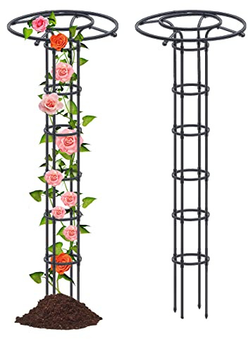 Garden Obelisk Trellis for Climbing Plants, 82.7inch Decorative Vertical Metal Umbrella Trellis Tower Frame Outdoor Flower Support Cage Climbing Stand Rack for Vines Rose, 210cm