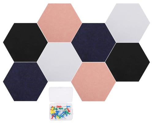Panneau d'affichage mural hexagonal en feutre dense 1 cm, auto-adhésif sans perçage, accroche punaises & protège le mur, tableau mémo décoratif pour bureau, chambre enfant ou cuisine