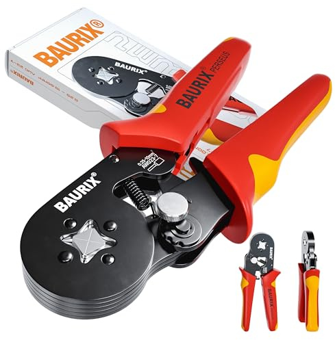 BAURIX® Crimpadora Terminales Eléctricos para punteras electricas - [0,25-10 mm²] - Crimpadora Terminales autoajustables - Alicates Terminales Electricos