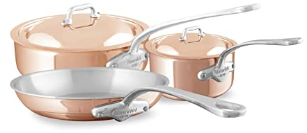 Mauviel M’6S 6-Ply Polished Copper & Stainless Steel 5-Piece Cookware Set With Cast Stainless Steel Handles, Suitable For All Types Of Stoves, Made In France